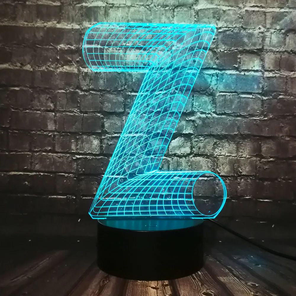 3D ночник Алфавит буквы Z 7 цветов Изменение стол Светодиодные лампы USB Touch батарея питание атмосферное освещение украшения спальни