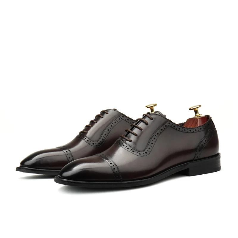 

Large Size EUR45 Black / Coffee / Wine Red Mens Prom Shoes Genuine Leather Oxfords Business Dress Shoes