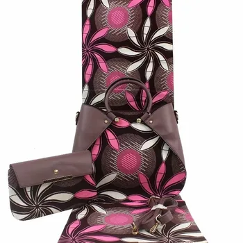 

Hot African Wax Print Ankara Fabric Handbag Set, African Prints Wax Bags(1 Big+1small) With Matching Fabrics Pink YB-9