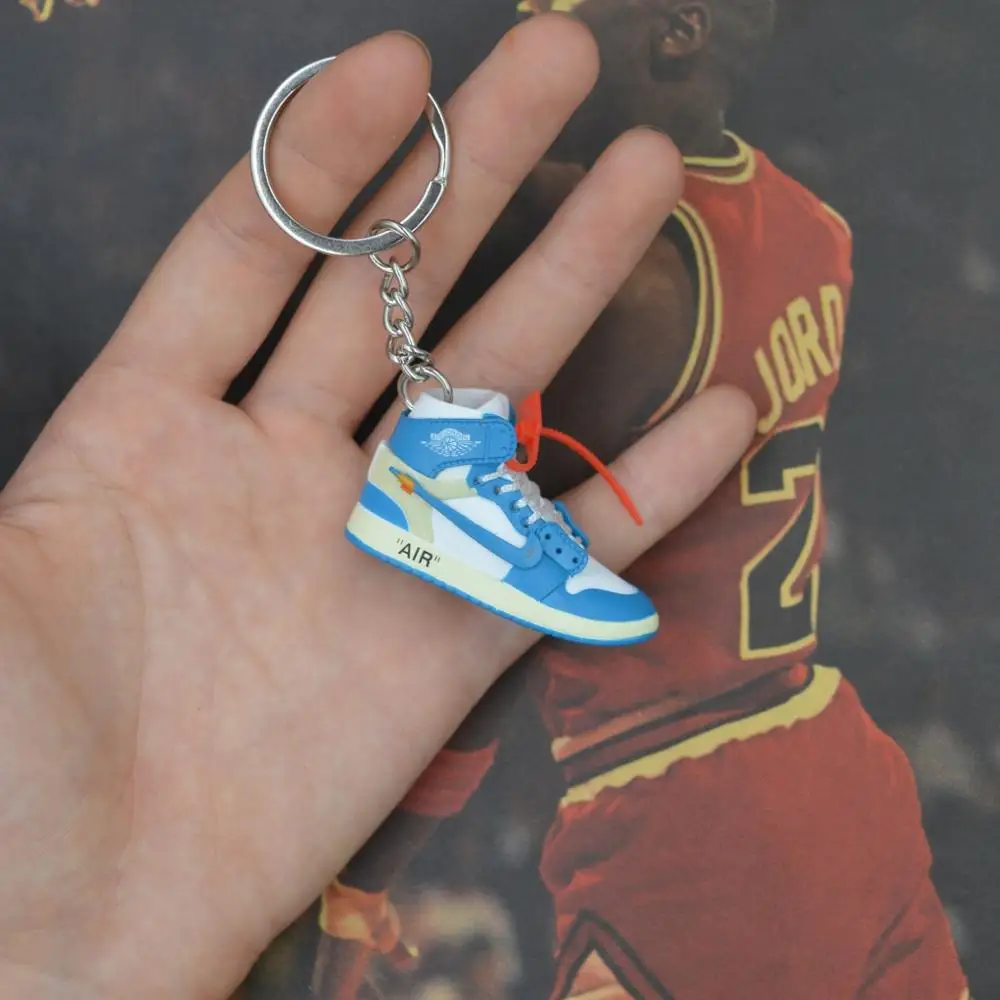 one shoe keychain Дропшиппинг aj1 offwhite Chicago Unc NRG брелок в виде кроссовка Air Jordan 1 3D мини-кроссовки спортивная обувь, кроссовки брелки - Цвет: one shoe keychain