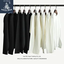 SauceZhan футболка из толстого хлопка в винтажном стиле с тремя иглами, мужская повседневная Однотонная футболка с круглым вырезом