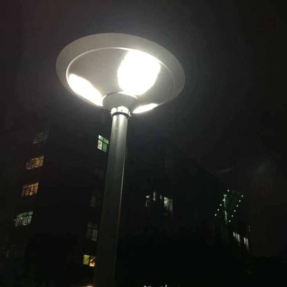 2 Nights Lighting 3 Side Illumination 20W Integrated UFO Solar Plaza Ligt High Power Garden Pole Lamp Dusk to Dawn Time Control 2022 real time limited ce good lamp holder e14s copper nickel free solder d200