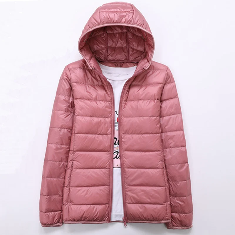 price cut 2019 Spring Autumn Womens Jackets Ultra Thin Super Light Fashion Ladies Down Coats Red Pink Black F
