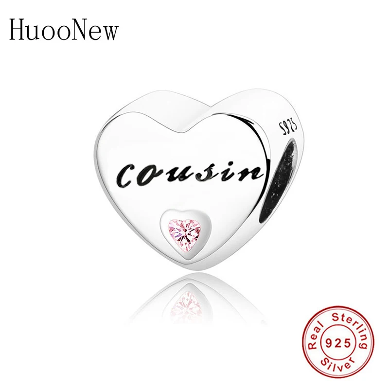 2020 Mother's Day Gift Cousin Heart Charms Fits Original snake Jewelry Making berloque 925 Sterling Silver Beads | Украшения и