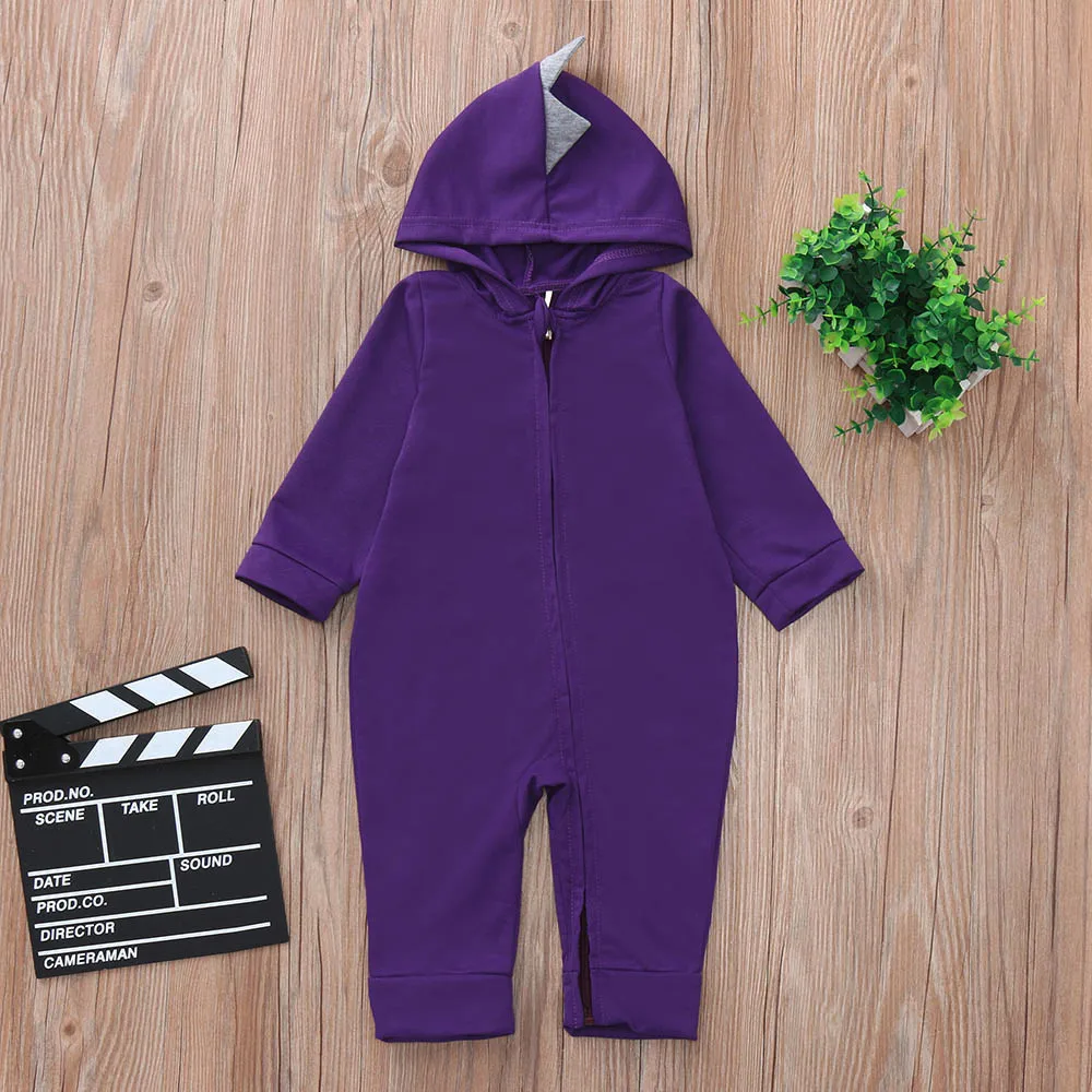 newborn costume baby romper Infant Toddler Baby Girls Boys Dinosaur Hoodie Romper Zip Clothes Jumpsuit