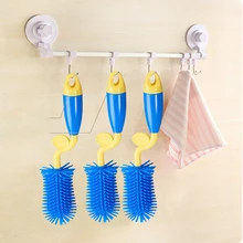 Стиль Детские Силиконовые щетка для молочных бутылок 360 Вращение Bottlebrush малышей Многофункциональный Hangable бутылочка для кормления губка для очистки