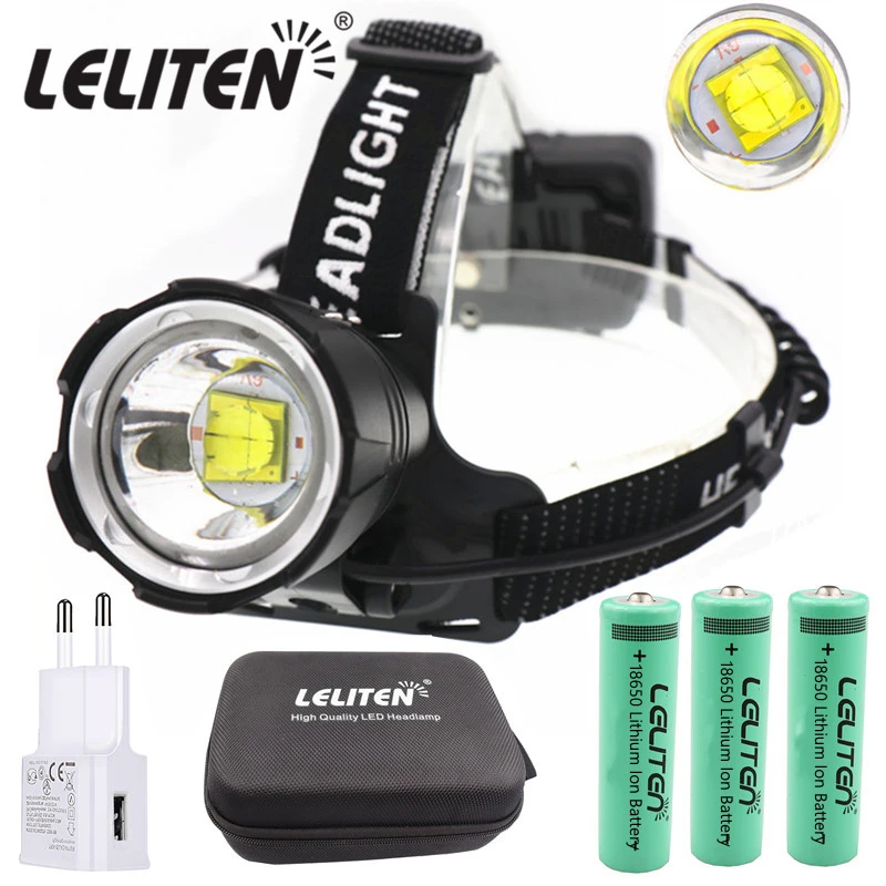 WESLITE 10000 Lumenes Linterna Frontal LED Alta Potencia Ultra Brillante Linterna Cabeza para Trabajo con Zoom 3 modos para Pesca C/ámping Trabajos de Construcci/ón XHP70 Linterna Frontal Recargable