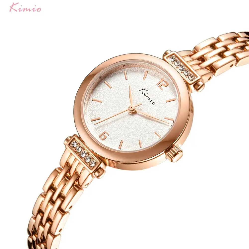 

KIMIO Brand Ladies Bracelet Watches For Women Simple Crystal Dial Dress Watch Rose Gold Silver Small Quartz Wristwatch Gift