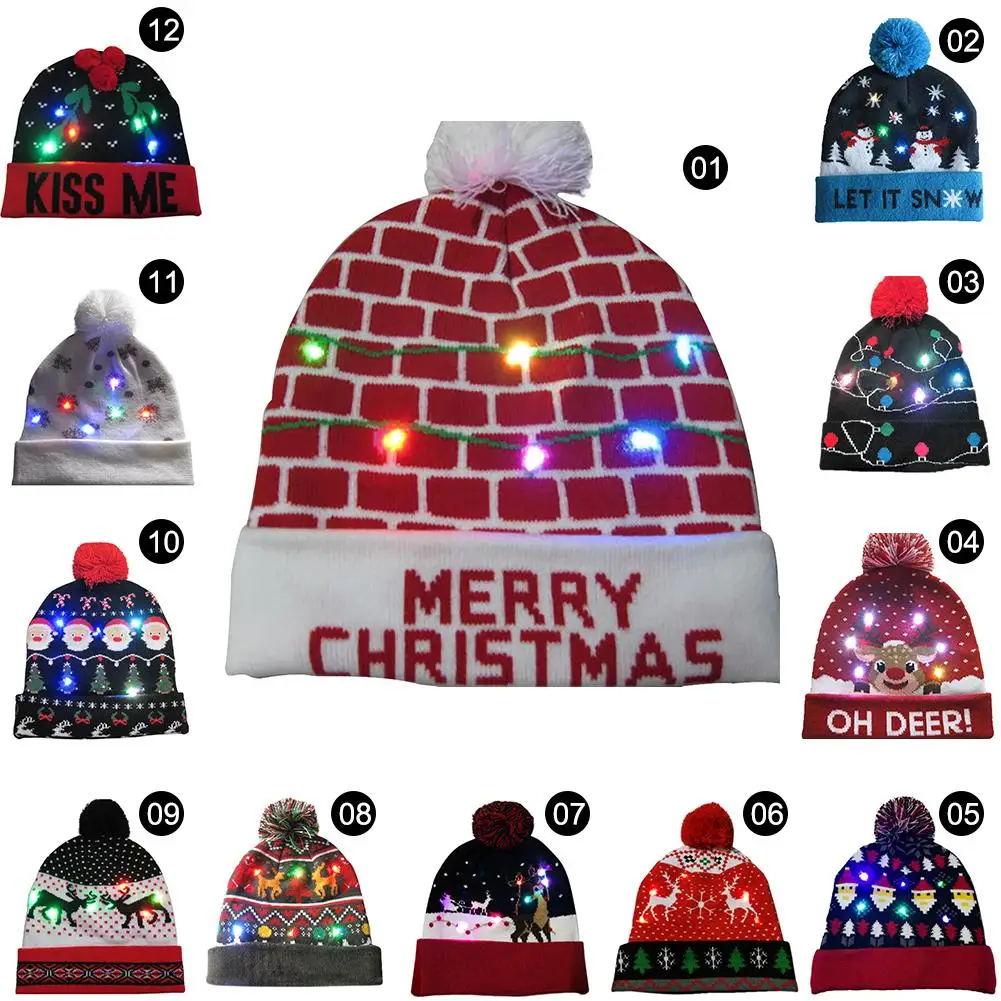 В виде рождественской шапки освещение вязаная теплая шапка зимняя Рождественская вечеринка декоративная Рождественская шляпа Новогодний подарок для взрослых детей