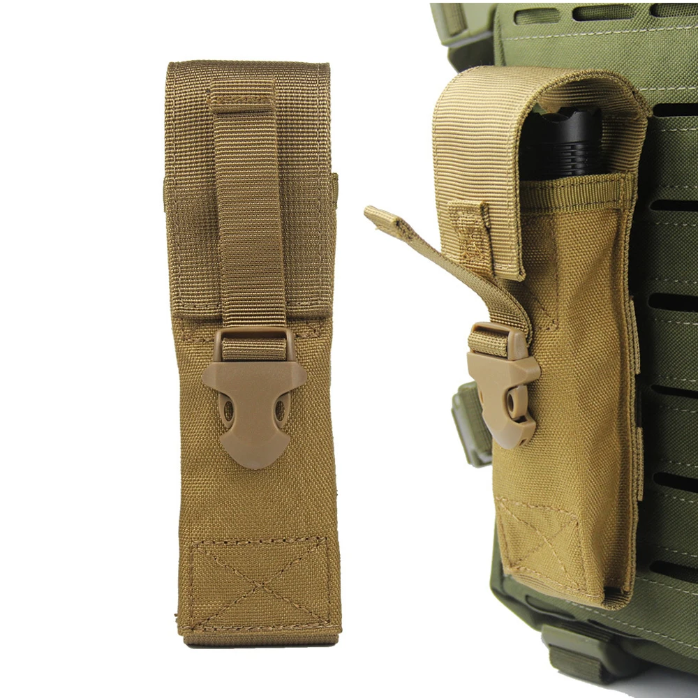 Funda táctica para linterna exterior Molle, funda para antorcha LED, riñonera militar para caza, Camping, funda para linterna EDC