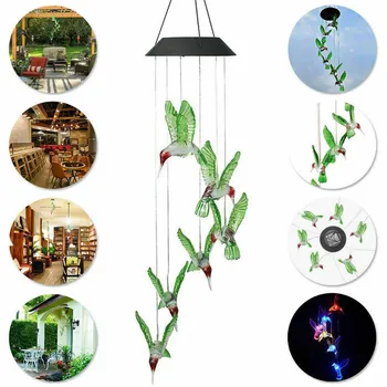 

LED Solar Powered Wind Chime Light Outdoor Waterproof Multi-Color Mobile Wind Spinner String Light for Home Party Night Garden