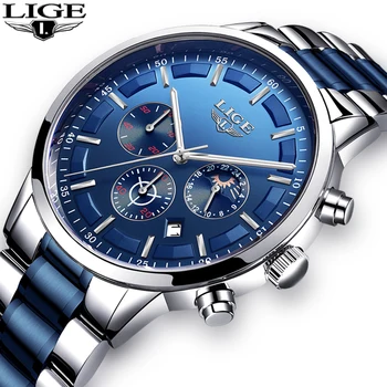 

2020 LIGE Watches Mens Waterproof Analogue Clock Fashion Stainless Steel Waterproof Luminous Watch For Men Relogio Masculino