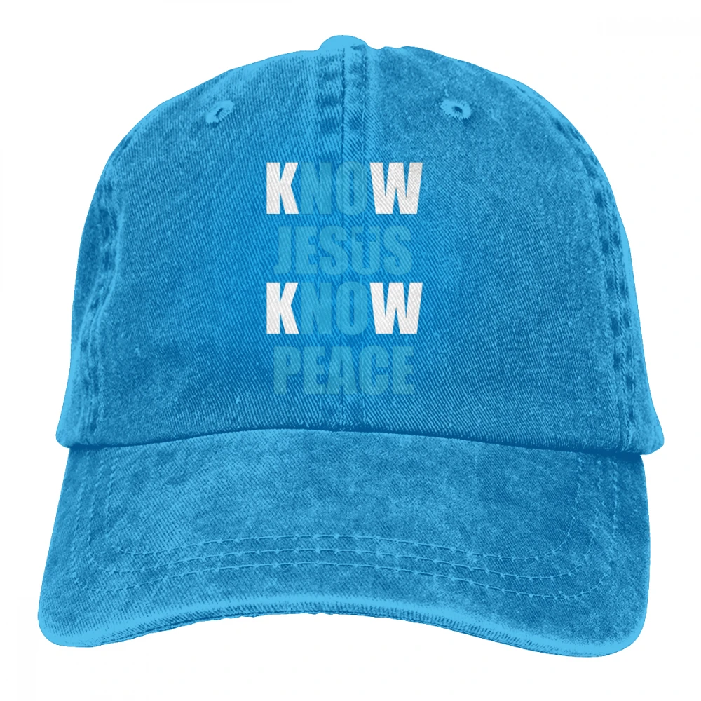 Знать Иисуса знать Peace Casquette черные унисекс Мужские Женские джинсовые бейсболка с ремешком кепки Регулируемый Гольф папа шляпа