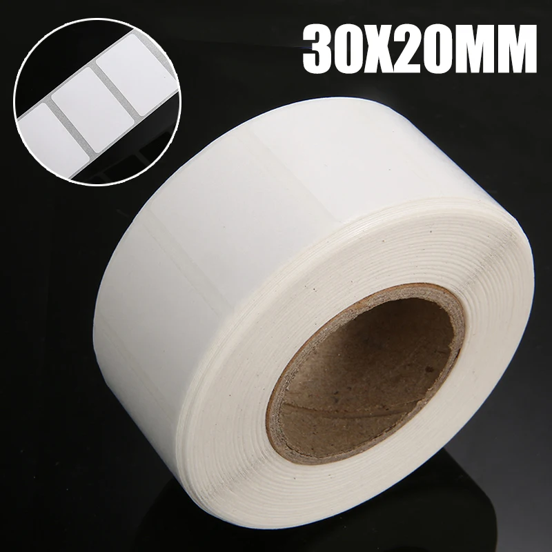 1 Roll 1100pcs 30*20mm Blank White Thermal Labels Rolls Self Adhensive Sticker