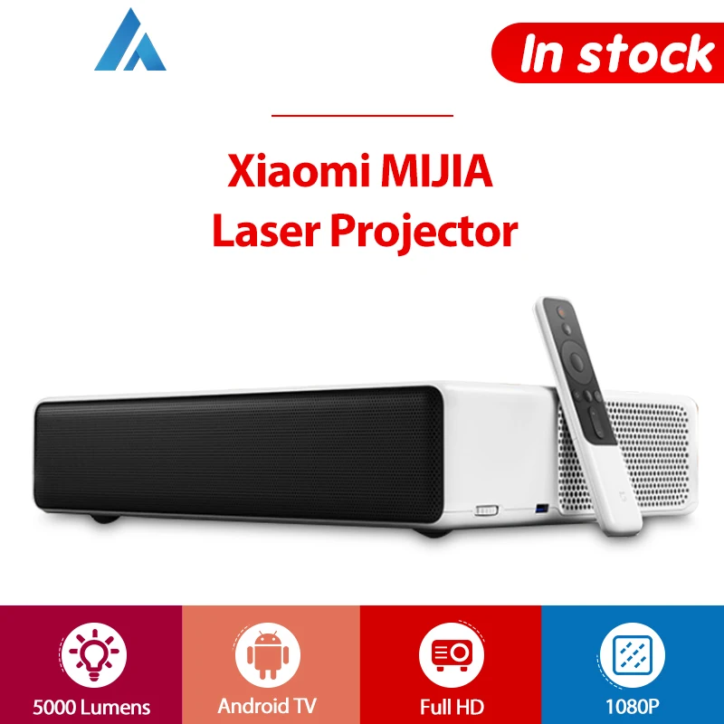 Лазерный проектор Xiaomi Mi Full HD 1080P Android TV Wi Fi bluetooth ALPD 3 0 5000 люмен 2 ГБ 16 английская