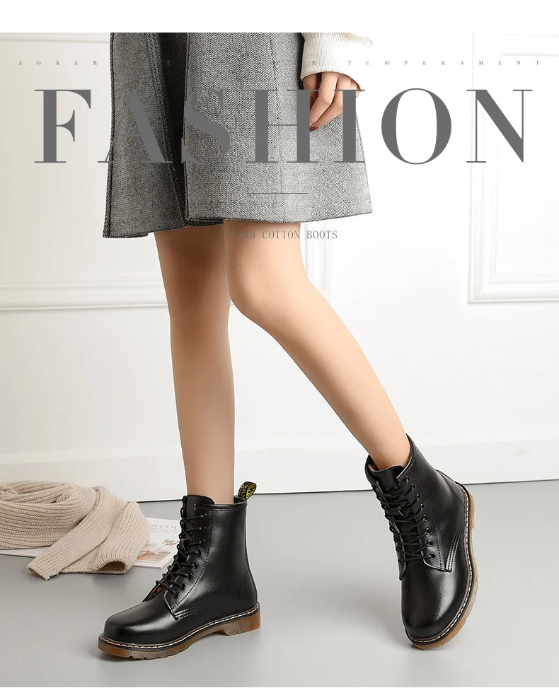 Snow Boots Winter Boot Fur Warm Comfortable Ankle Boots for Women Martin Boots Genuine Leather Shoes Flat Casual Booties