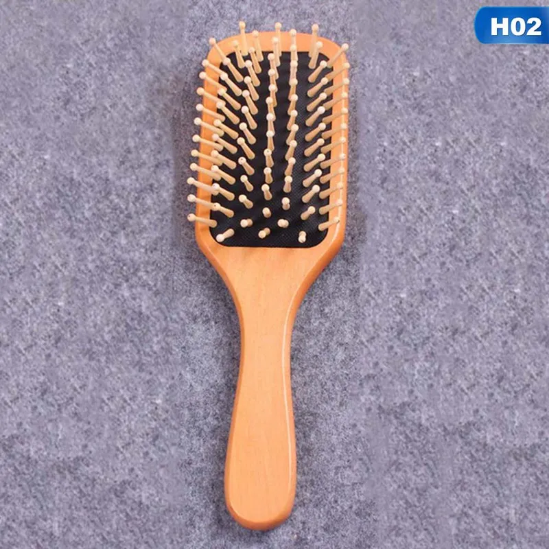 02 Hot Sale Natural Bamboo Wood Massage Comb Air Cushion Health Large-Panel Comb Long Hair Care - Цвет: 02