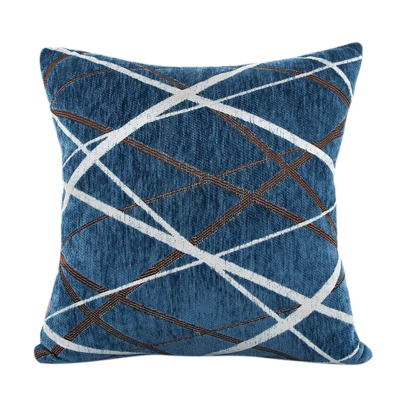 Моющийся легкий плюшевый Чехол-подушка в полоску для дивана - Цвет: Dark Blue