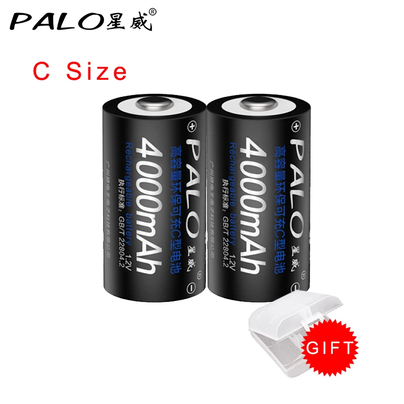 PALO 2 шт 4000mAh 1,2 V C Размер никель-металл-гидридных аккумуляторов Замена C размер батареи C батарея 1,2 v C Батарея для игрушек - Цвет: 2PCS C Size Battery