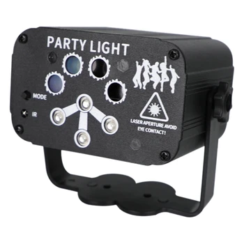 

8-Hole 128-In-1 Mini Party Light LED Sound Control Stage Light for Christmas, Halloween, Stage, Bar Decoration