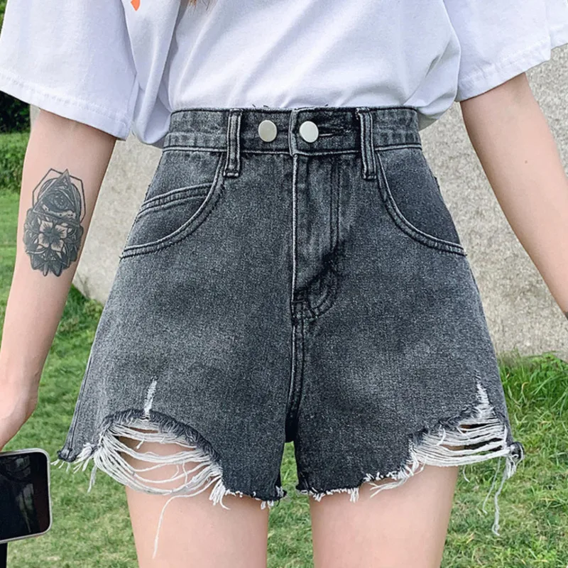 Summer Korean Style Ripped Denim Shorts 