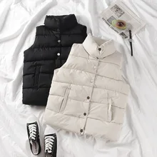Gilet chaud sans manches solide pour femme, veste rembourrée, avec poches à boutons, à la mode, automne hiver 2021