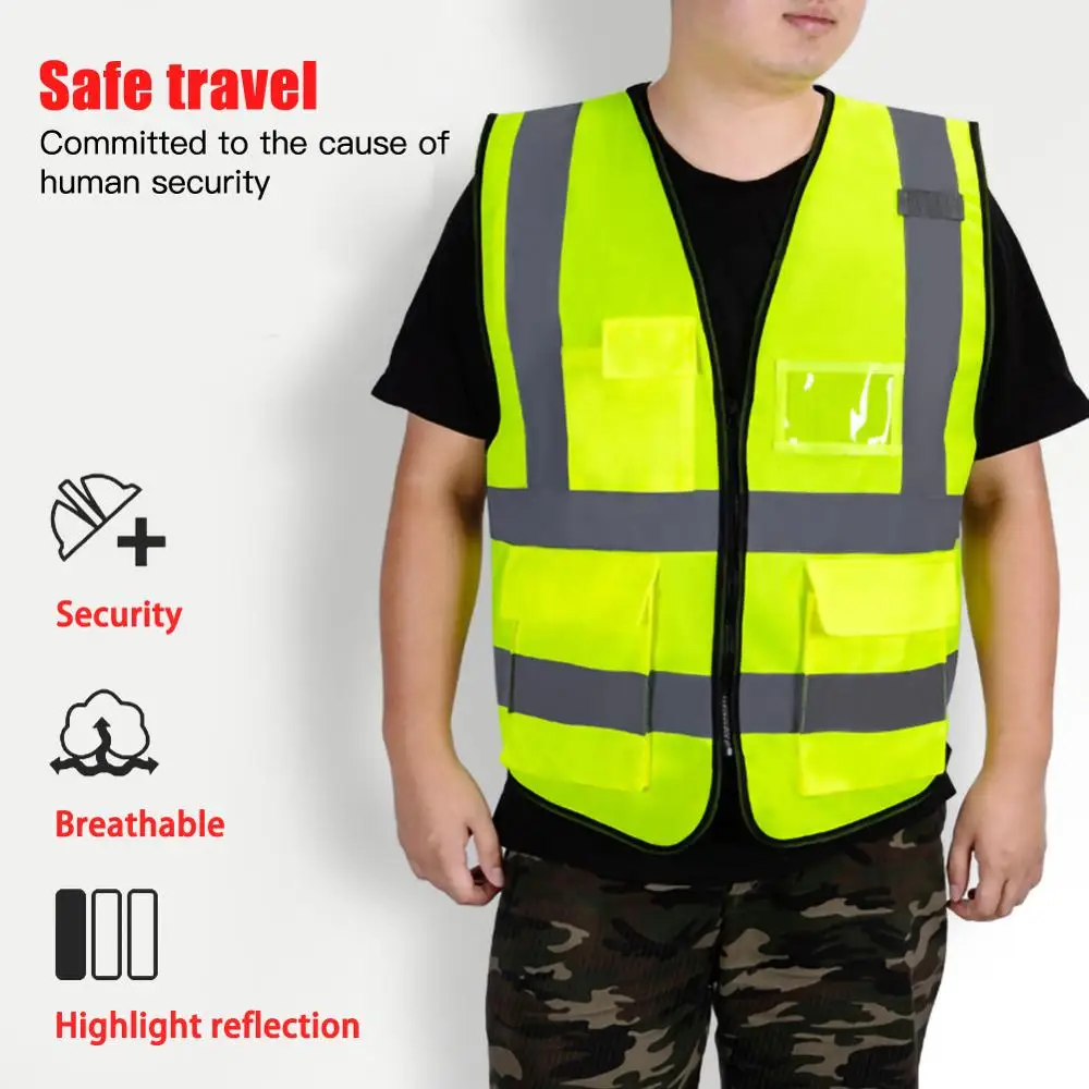 Уличная Ночная езда бег Hi Vis жилет безопасности Светоотражающая куртка для