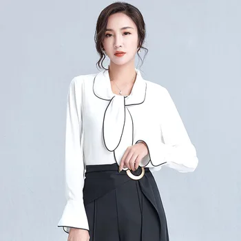 

Summer new lapel chiffon long sleeve button T-shirt women