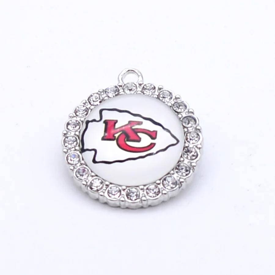 Серебряные подвески, стразы, талисманы Канзас-Сити, талисманы для браслета, ожерелье для женщин, мужчин, фанатов футбола, Paty Fashion