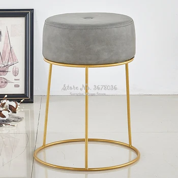 

37/47cm Height Nordic Iron Shoes Bench Simple Modern Ottoman With Thicked Sponge Seat Cushion Makeup Stool Iron Bar Stools