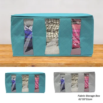 

Non-Woven Fabric Wardrobe Storage Box With 3 Compartments Zipper Folding Storage Box Clear Window Organizer With Handles 1/3 Pcs