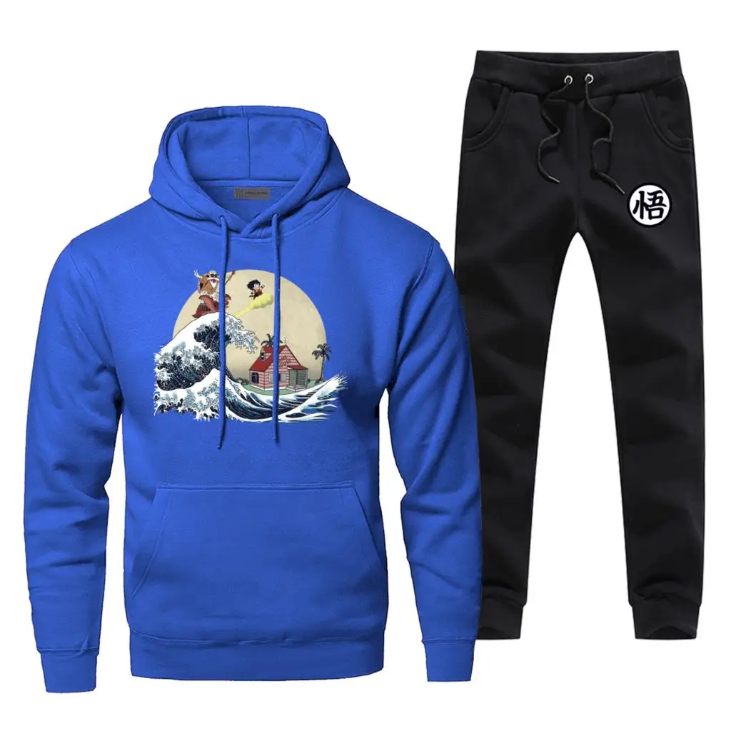 Classic Japan Anime Hoodies Dragon Ball Ocean Waves Master Roshi Men's Fleece Hoodie+pants Sets Casual Winter Warm Sportswear Classic Japan Anime Hoodies Dragon Ball Ocean Waves Master Roshi Men's Fleece Hoodie+pants Sets Casual Winter Warm Sportswear
