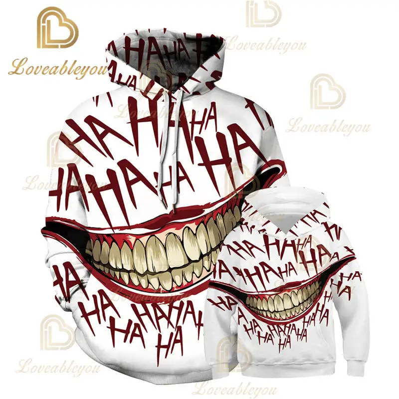 

HAHA Joker Cool 3D 2019 New Arrival Warm hoodies Fashion Women/men/Kids Fashion Parent-child New Arrival Hoodies Sweatshirt