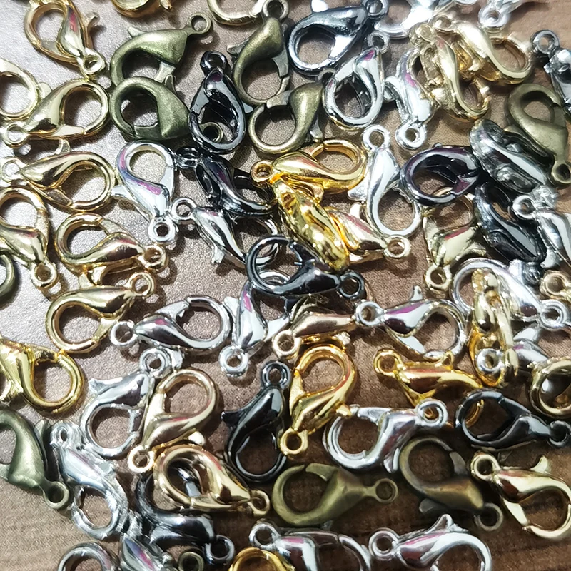 Ganchos de cierre de langosta para fabricación de joyas, 20 Uds., 10/12/14/16mm, de Metal dorado/plateado/bronce, para hacer collares y pulseras
