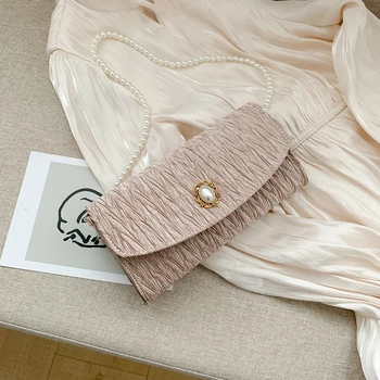 

Pearl Women Handbags Clutch Elegant Ladies Fashion Shoulder Bag Solid Color Female Evening Handbags Shoulder Tote Bag