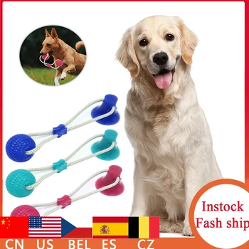 

Pet Molar Bite Toy Cats Dogs Tug Rope Ball Chew Toys Pet Tooth Cleaning With Suction Cup Self Interactive Toys for Dog Puppy