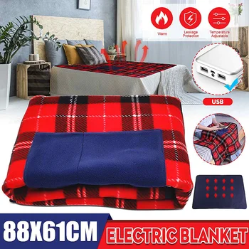 

88x61cm Electric Heating Blanket Safety 7W Portable Winter Warming Heated Carpet 5V USB for Car Home Office Removable Washing