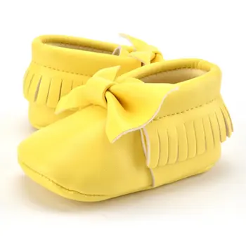 

Newborn Baby First Walkers Cute PU Tassels Bowknot Indoor Toddler Shoes Infant Bebe Shoes Soft Bottom Non-slip Shoes 0-12 Months