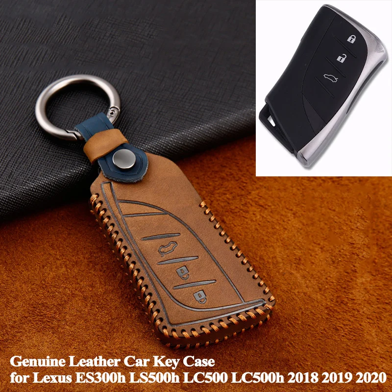 

1pc Styling Top Layer Genuine Leather Car Key Case Cover Shell Accessories for Lexus ES300h LS500h LC500 LC500h 2018 2019 2020