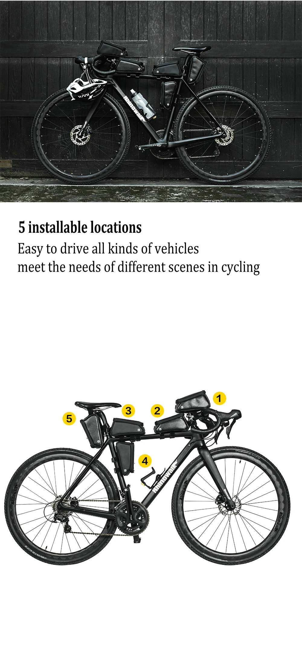 RHINOWALK Bicycle Front Tube Bag Rainproof Touch Screen Cycling Top Front Tube Frame Bags 5.86.0 Phone Case Bike Accessories (2)