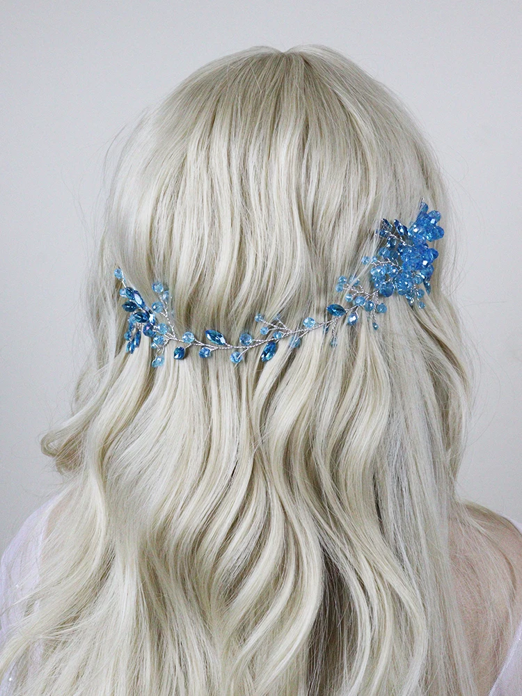 Bridal hair accessories Hair accessories Romantic Bridal Headbands Blue Crystal Hairband Rhinestone Women Headpieces Wedding Accessories for Party Bride Headdress Diadem