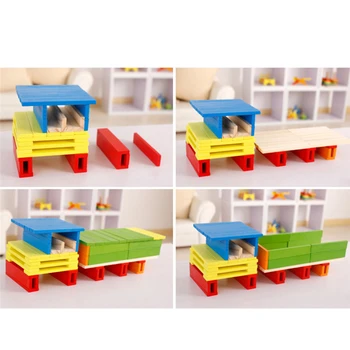 

Creative Wooden Multicolor Building Blocks Game For Children Early Development Educational Toys Kids Gift