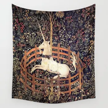 

The Unicorn in Captivity Wall Tapestry Cover Beach Towel Picnic Yoga Mat Home Decoration