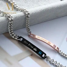 Из нержавеющей стали crital очаровательный браслет с короной DIY ее король его королева Пара Браслеты для женщин мужчин ювелирные изделия