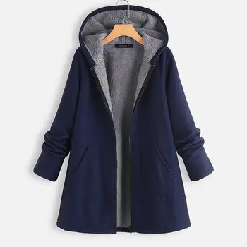 

Winter Fleece Thick Coats Women Casual Solid Hooded Long Sleeve Jackets Autumn Fashion Hoodies Warm Long Outwear Female Tops