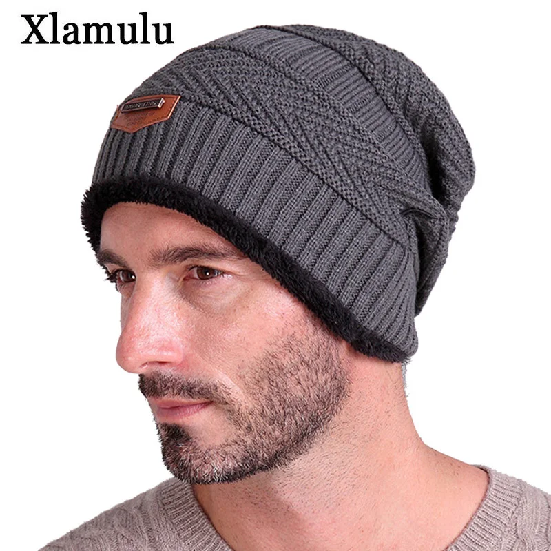 Xlamulu Men's Winter hat Skullies Beanies Women Knitted Hat Winter Hats For Men Warm Beanie Gorros Bonnet Caps Famale Winter Cap