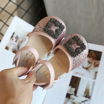 

pink elegant princess shoes little girl sequin leather shoes comfort non-slip infant baby children's flat shoes EUR 21-30