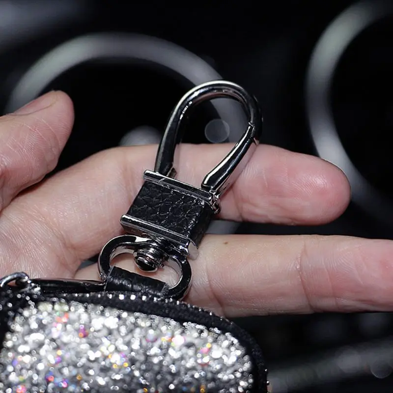 

New Car Keys Protector Holder Genuine Leather Rhinestones Key Wallets Case Women Fashion Housekeeper Car Organizer High Quality