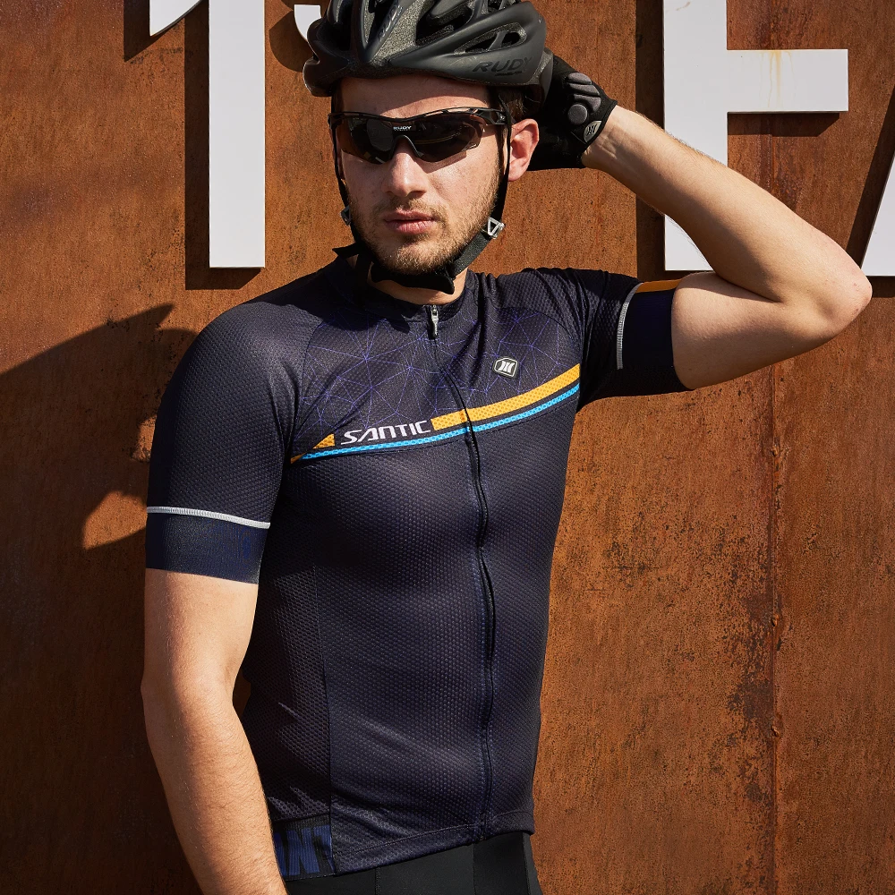Santic мужские велосипедные Джерси Pro Fit противоскользящие рукава манжеты дорожный