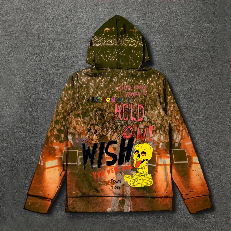 19SS Cactus Travis Scott Astroworld Sicko Tee Hoodie Heren en Dames Hoge kwaliteit Paint Hip Hop Hoodie Nieuw